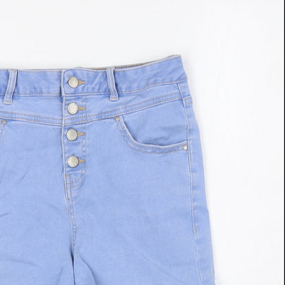 915 Generation Girls Blue Cotton Bermuda Shorts Size 14 Years L3 in Regular Zip - Turn Ups