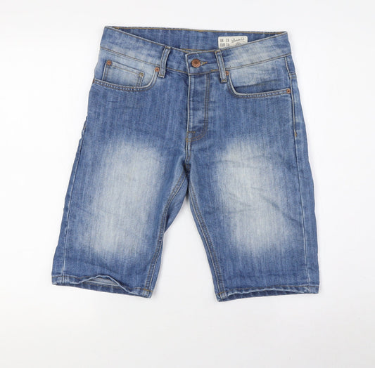 Denim Co Mens Blue Cotton Bermuda Shorts Size 28 in L9 in Regular Button