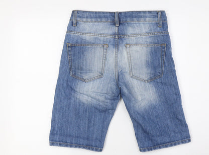 Denim Co Mens Blue Cotton Bermuda Shorts Size 28 in L9 in Regular Button