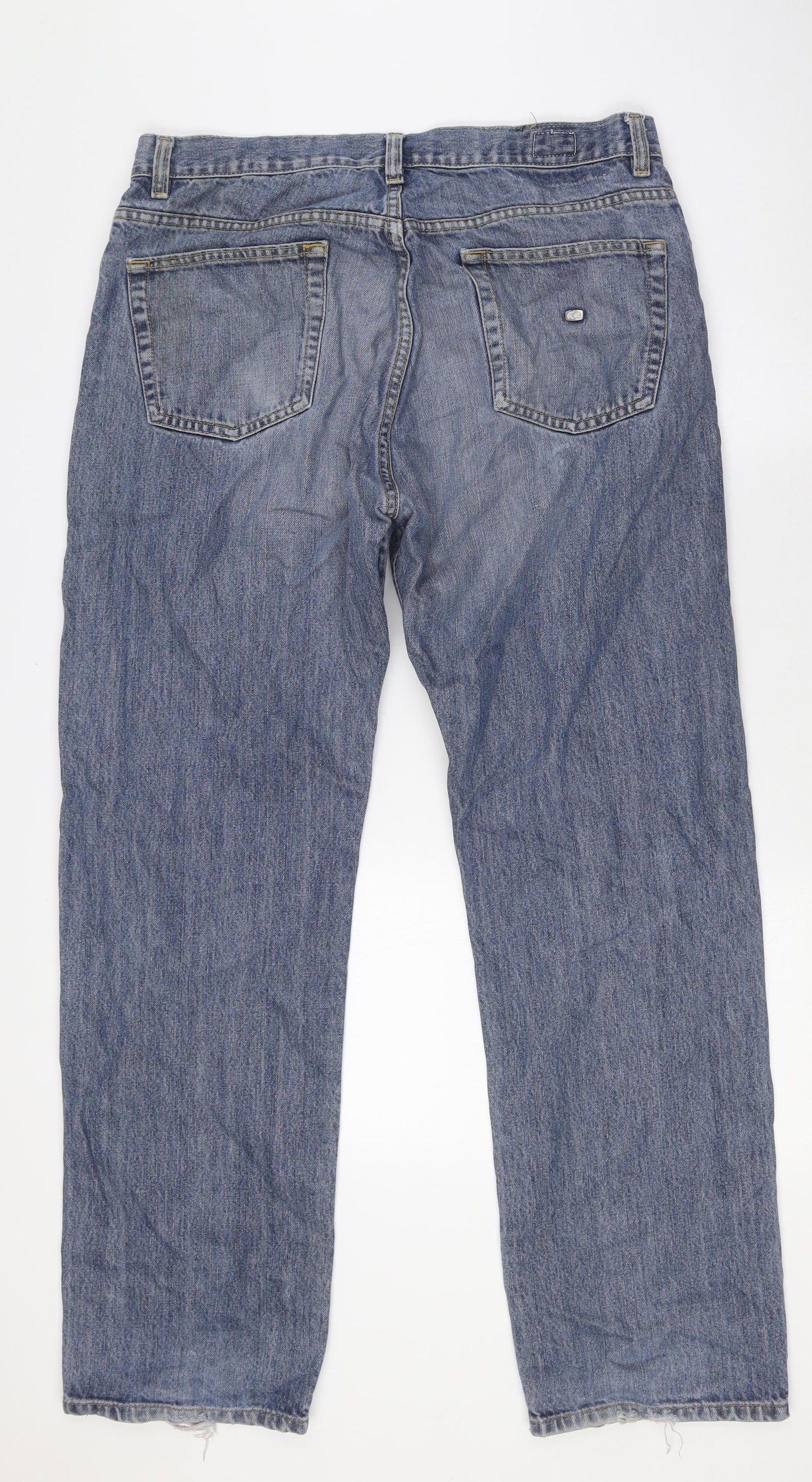Lacosta Mens Blue Cotton Straight Jeans Size 32 in L32 in Regular Button