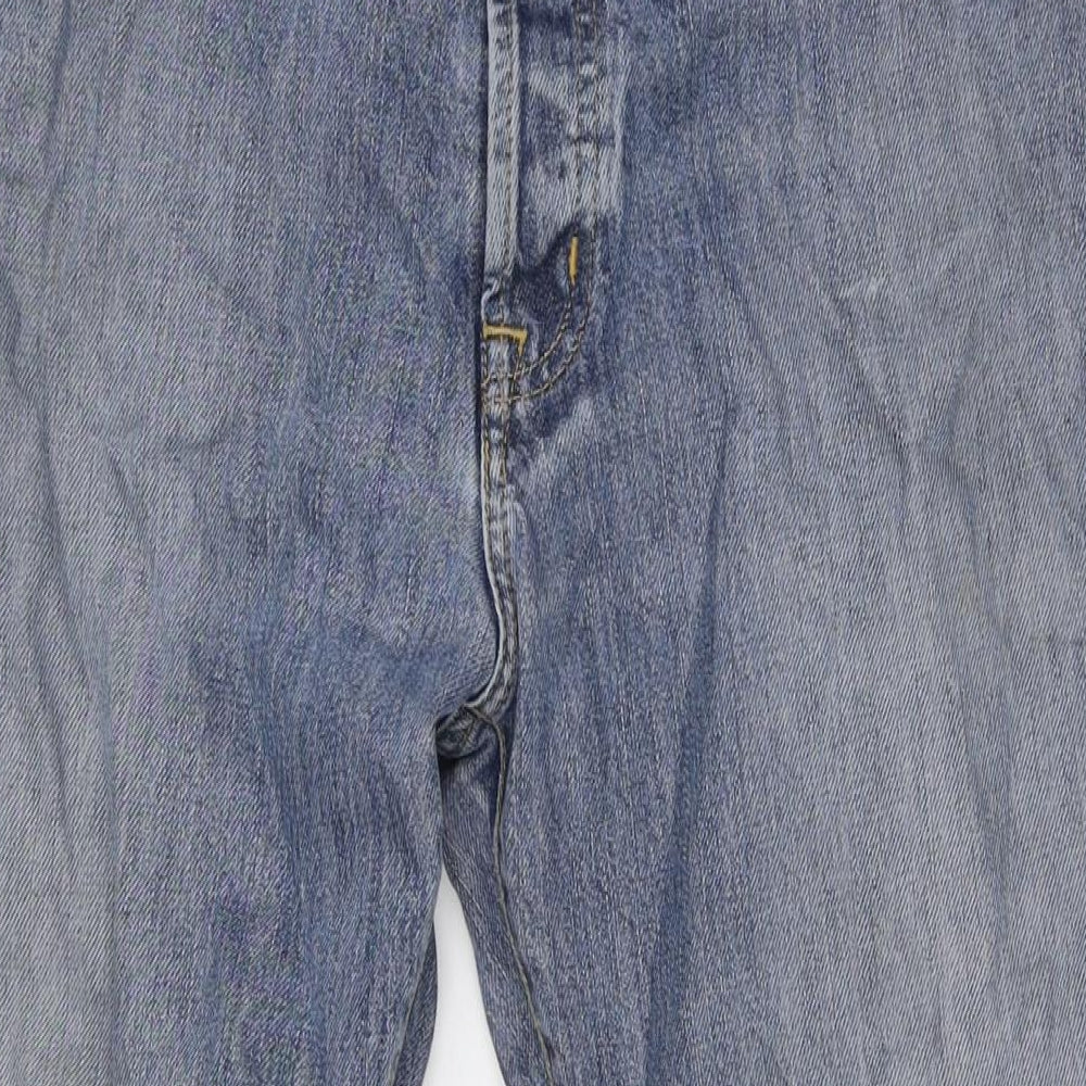 Lacosta Mens Blue Cotton Straight Jeans Size 32 in L32 in Regular Button