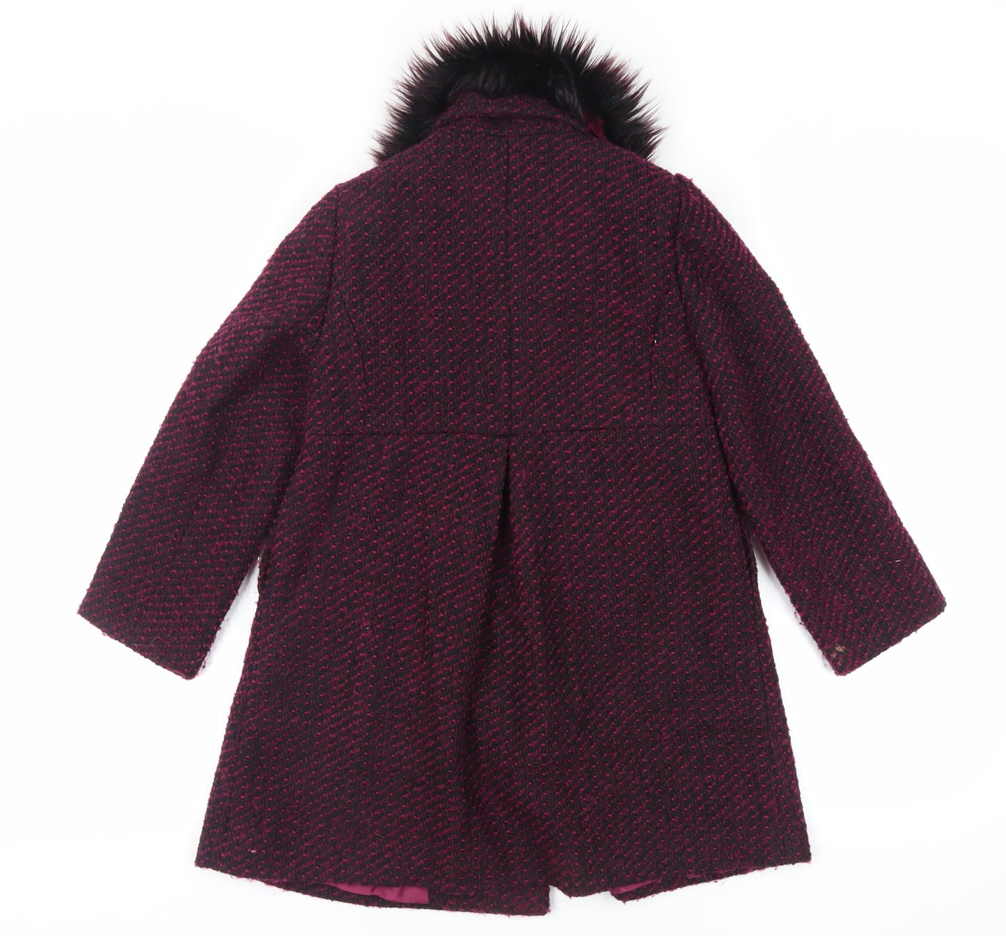 John lew Girls Purple Pea Coat Coat Size 8 Years Button - Faux Fur Collar