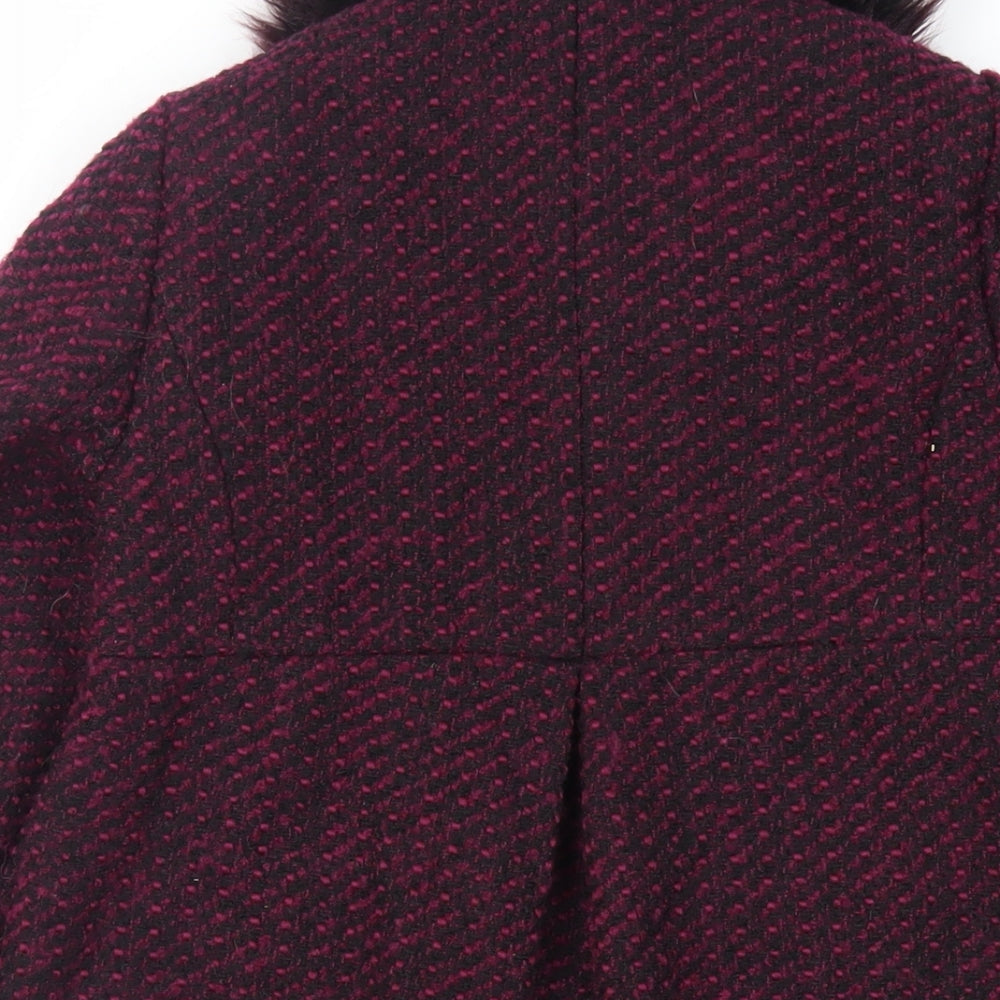 John lew Girls Purple Pea Coat Coat Size 8 Years Button - Faux Fur Collar