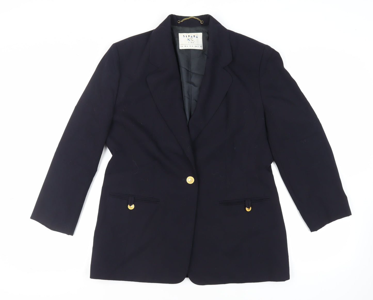 Separa Womens Blue Jacket Blazer Size 14 Button - Vintage
