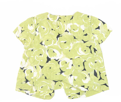 Per Se Womens Green Geometric Jacket Size 12 Button