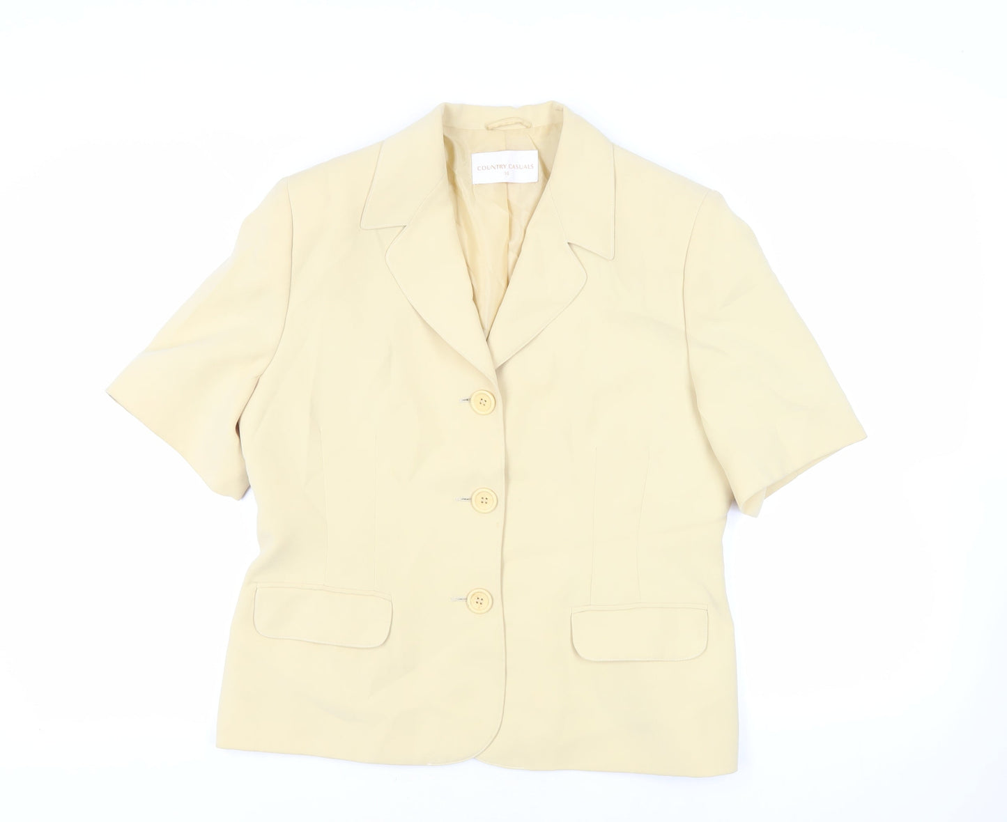 Country Casuals Womens Yellow Jacket Blazer Size 16 Button