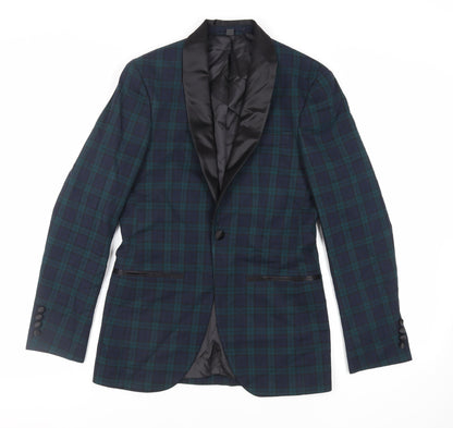 Mens UK Size 34 Marks and Spencer Regular Green Suit Tuxedo