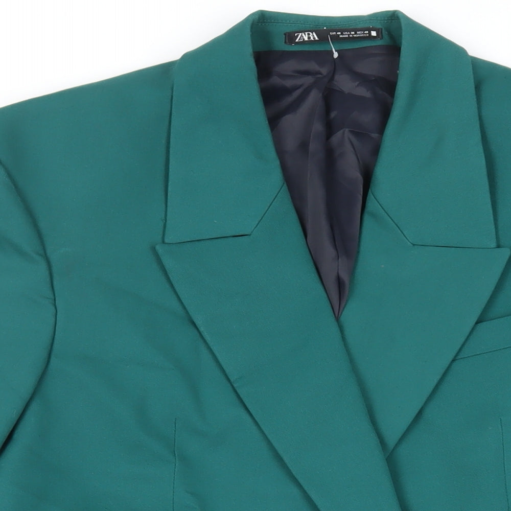 Zara Womens Green Jacket Blazer Size L Button