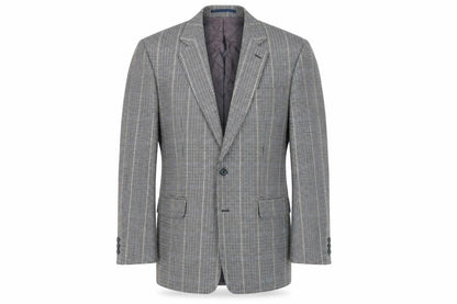 Charly O'Brian Mens Grey Plaid Polyester Jacket Blazer Size 42 Regular