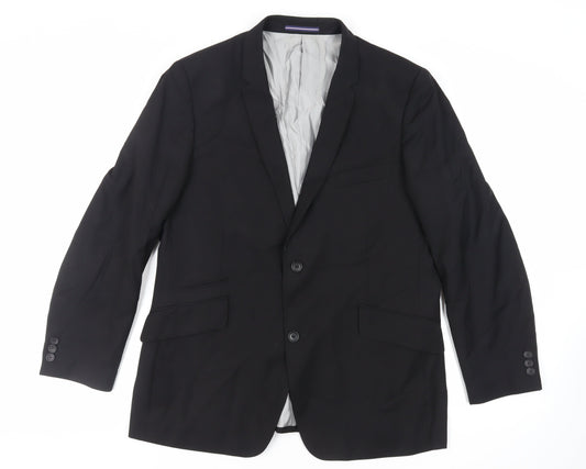 Mens UK Size 44 Topman Regular Black Suit Jacket