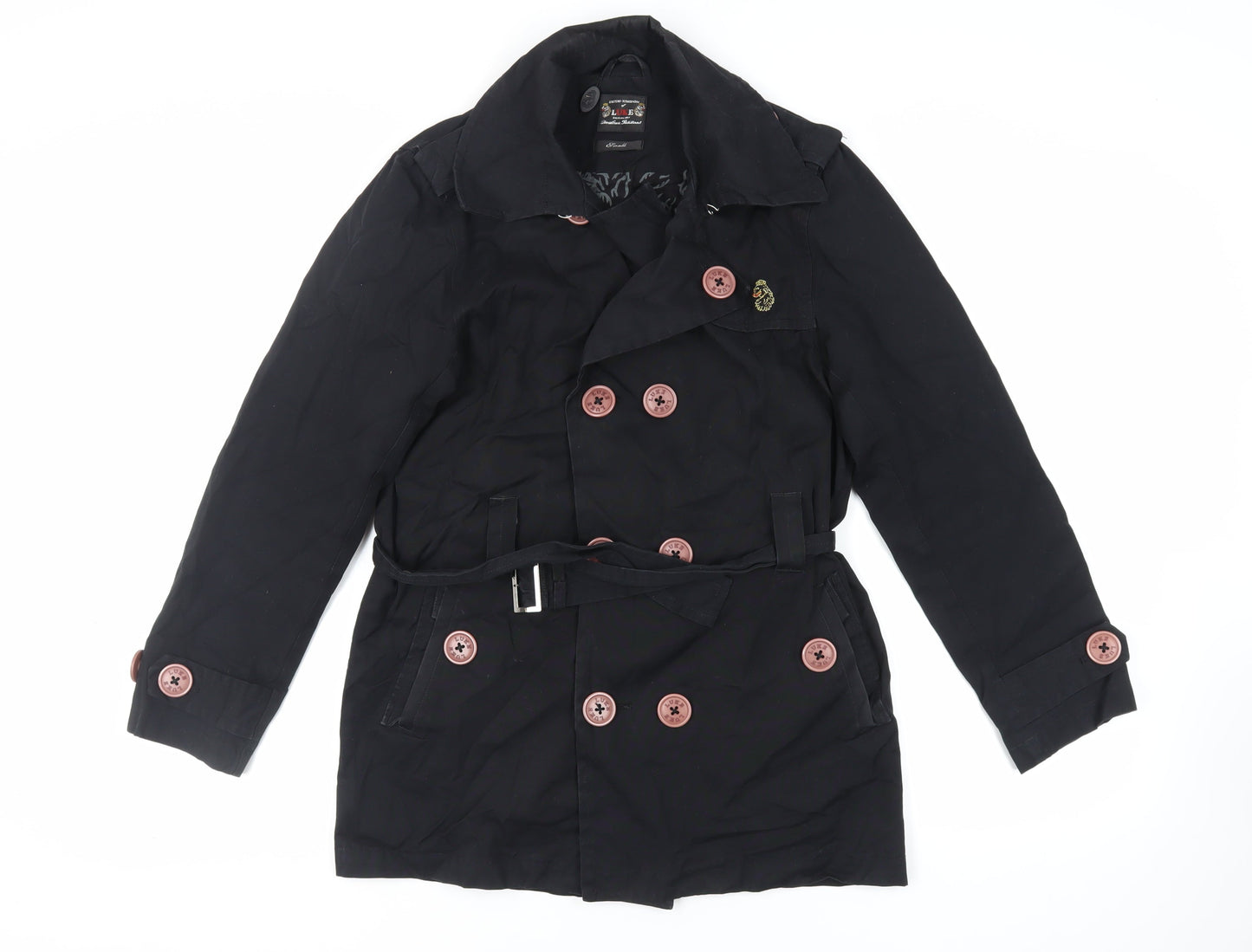 Mens UK Size S Luke Black Pea Coat