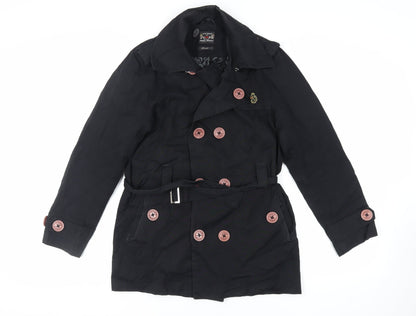 Mens UK Size S Luke Black Pea Coat