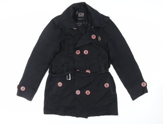 Mens UK Size S Luke Black Pea Coat