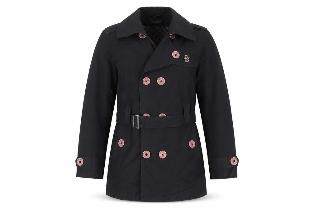 Mens UK Size S Luke Black Pea Coat