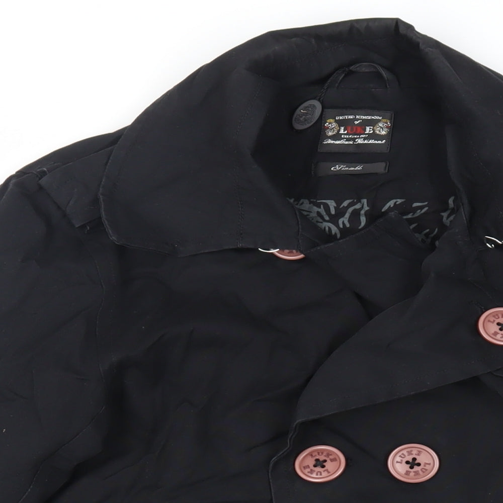 Mens UK Size S Luke Black Pea Coat
