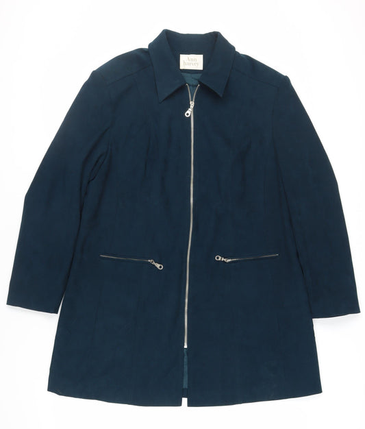 Ann Harvey Womens Green Overcoat Coat Size 16 Zip - Zipped Pockets