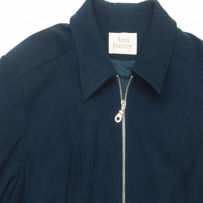 Ann Harvey Womens Green Overcoat Coat Size 16 Zip - Zipped Pockets