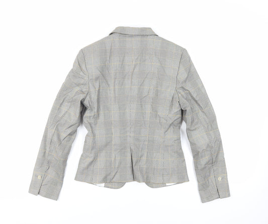 H&M Womens Grey Plaid Jacket Blazer Size 6 Button
