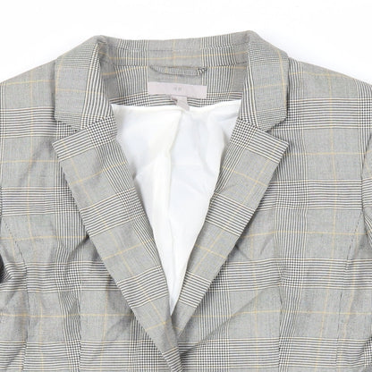 H&M Womens Grey Plaid Jacket Blazer Size 6 Button