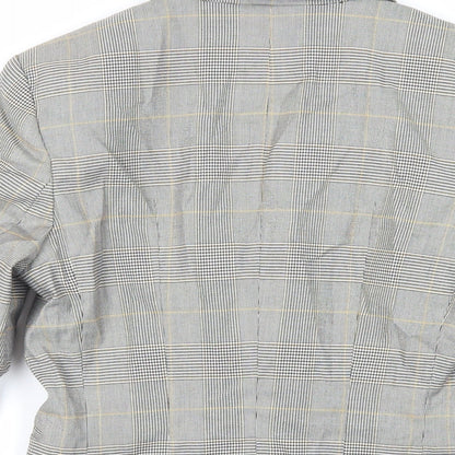 H&M Womens Grey Plaid Jacket Blazer Size 6 Button