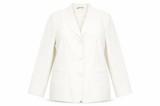 Front view of Canda women’s ivory jacket blazer, size UK 18, button