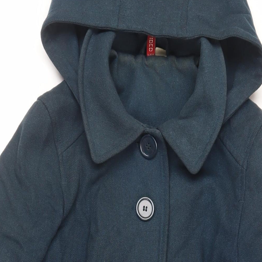 Divided by H&M Womens Green Pea Coat Coat Size 10 Button - Hooded