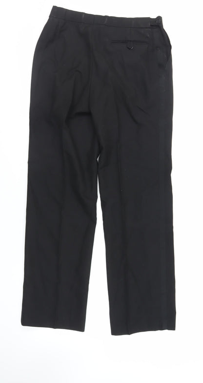 Mens UK Size 34 in Turo Regular Fit Dress Pants Black Trousers