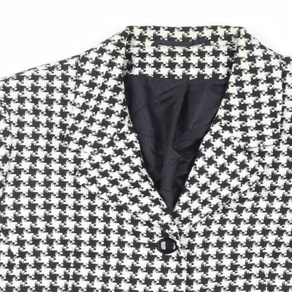 Classic Woman Womens Black Geometric Jacket Blazer Size 12 Button
