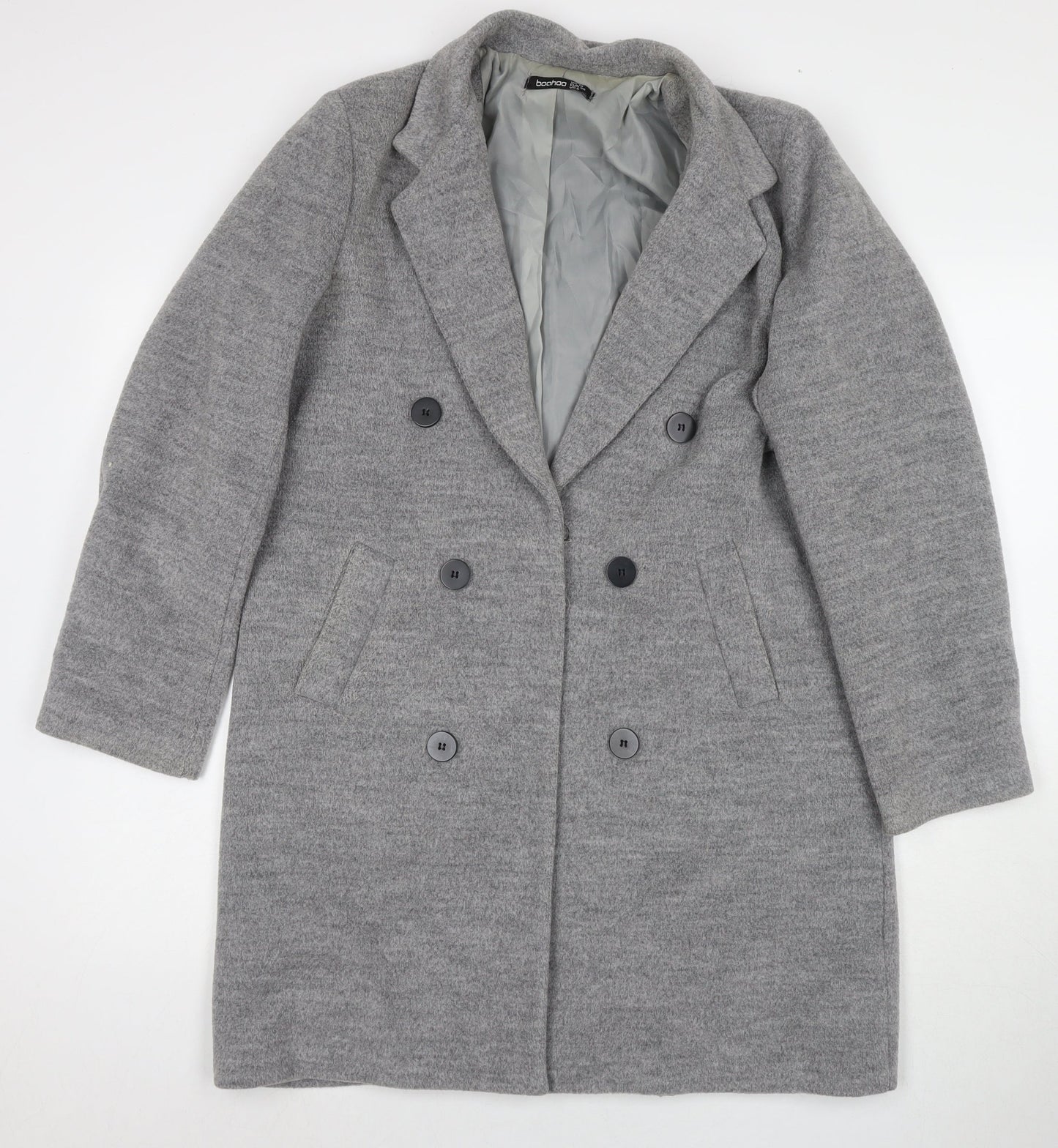 Womens UK Size 10 Boohoo Grey Overcoat