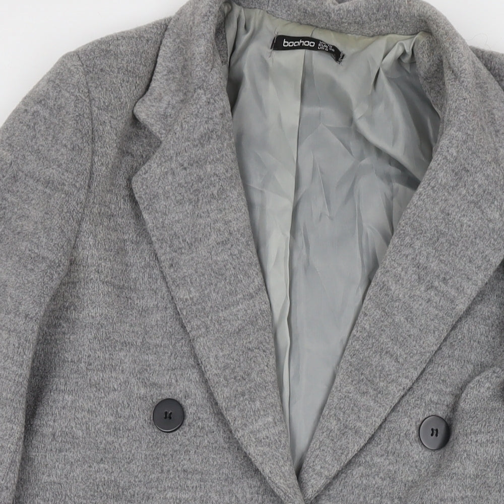 Womens UK Size 10 Boohoo Grey Overcoat