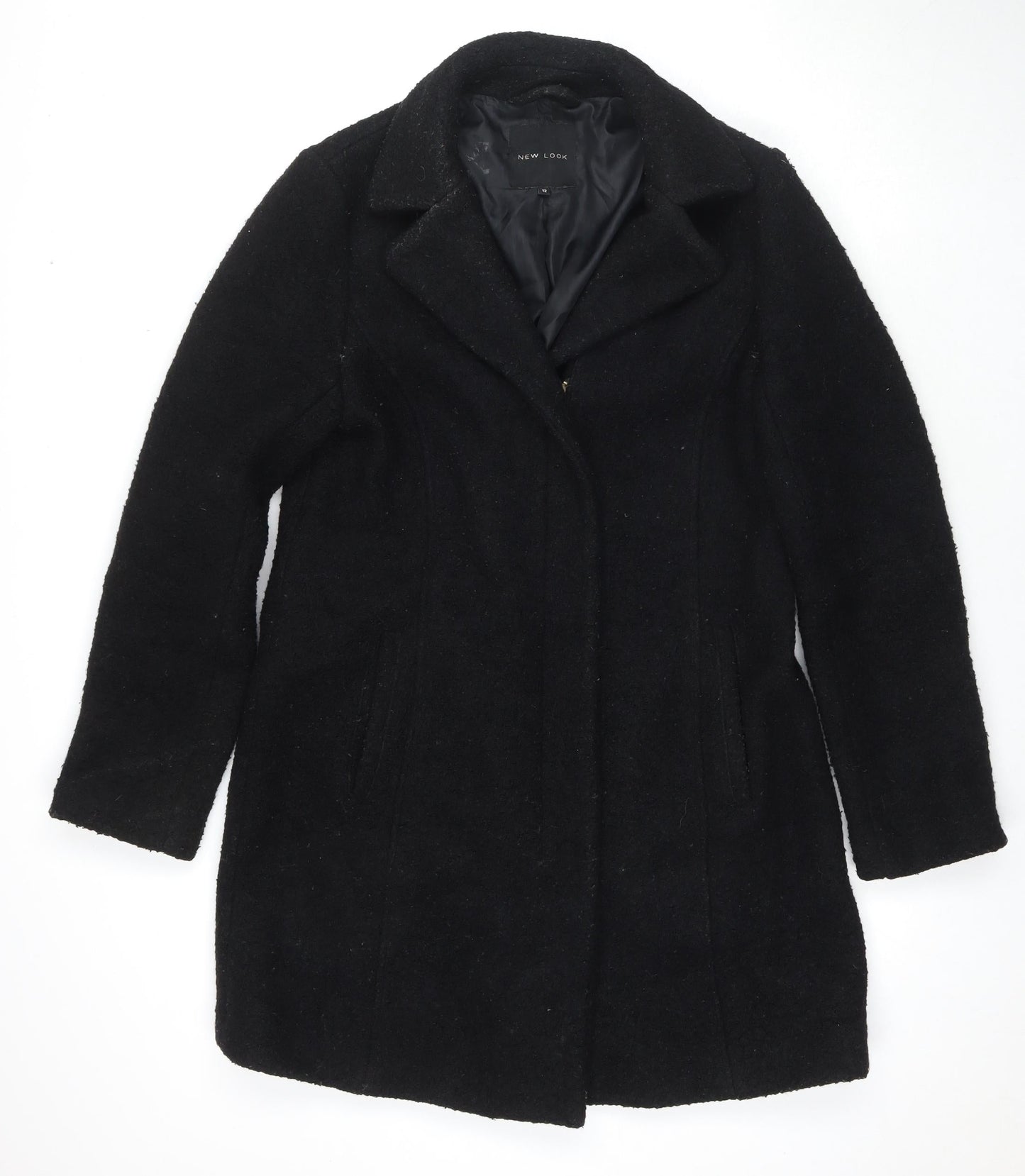 Womens UK Size 12 New Look Black Overcoat