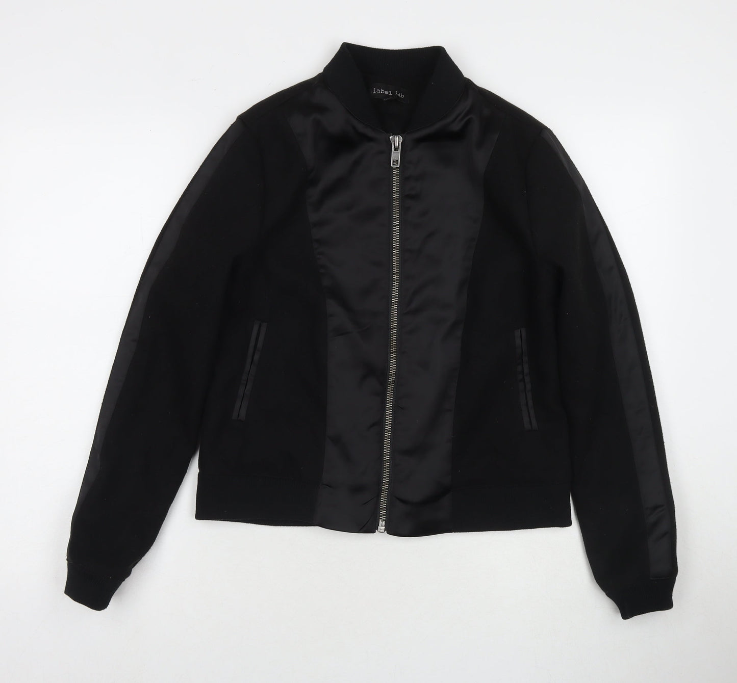 Womens UK Size 10 Label Lab Black Bomber Jacket