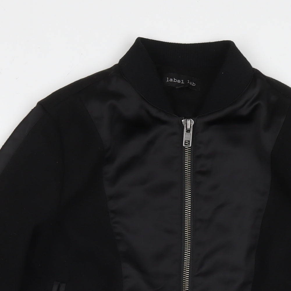 Womens UK Size 10 Label Lab Black Bomber Jacket