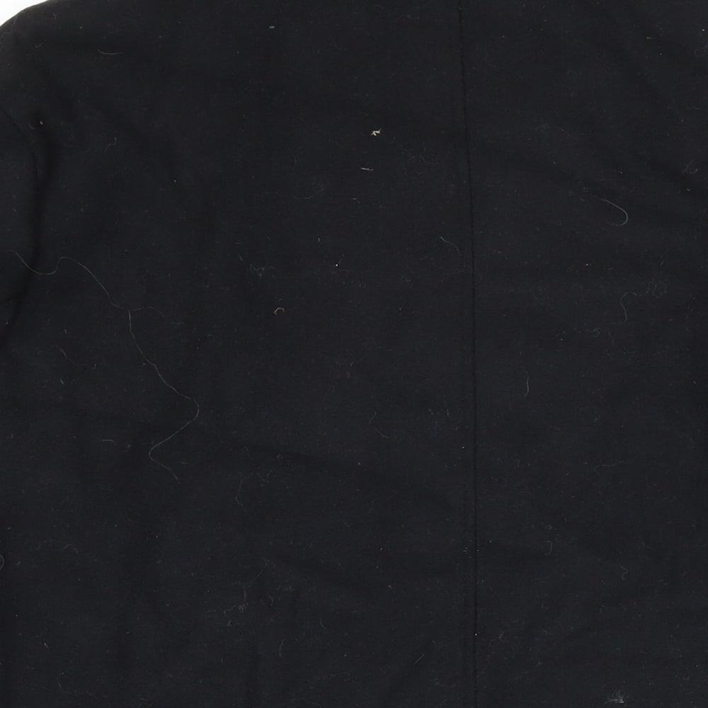 Avenue Mens Black Overcoat Coat Size L Button