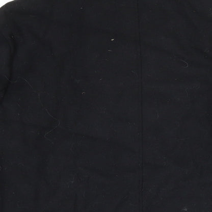 Avenue Mens Black Overcoat Coat Size L Button