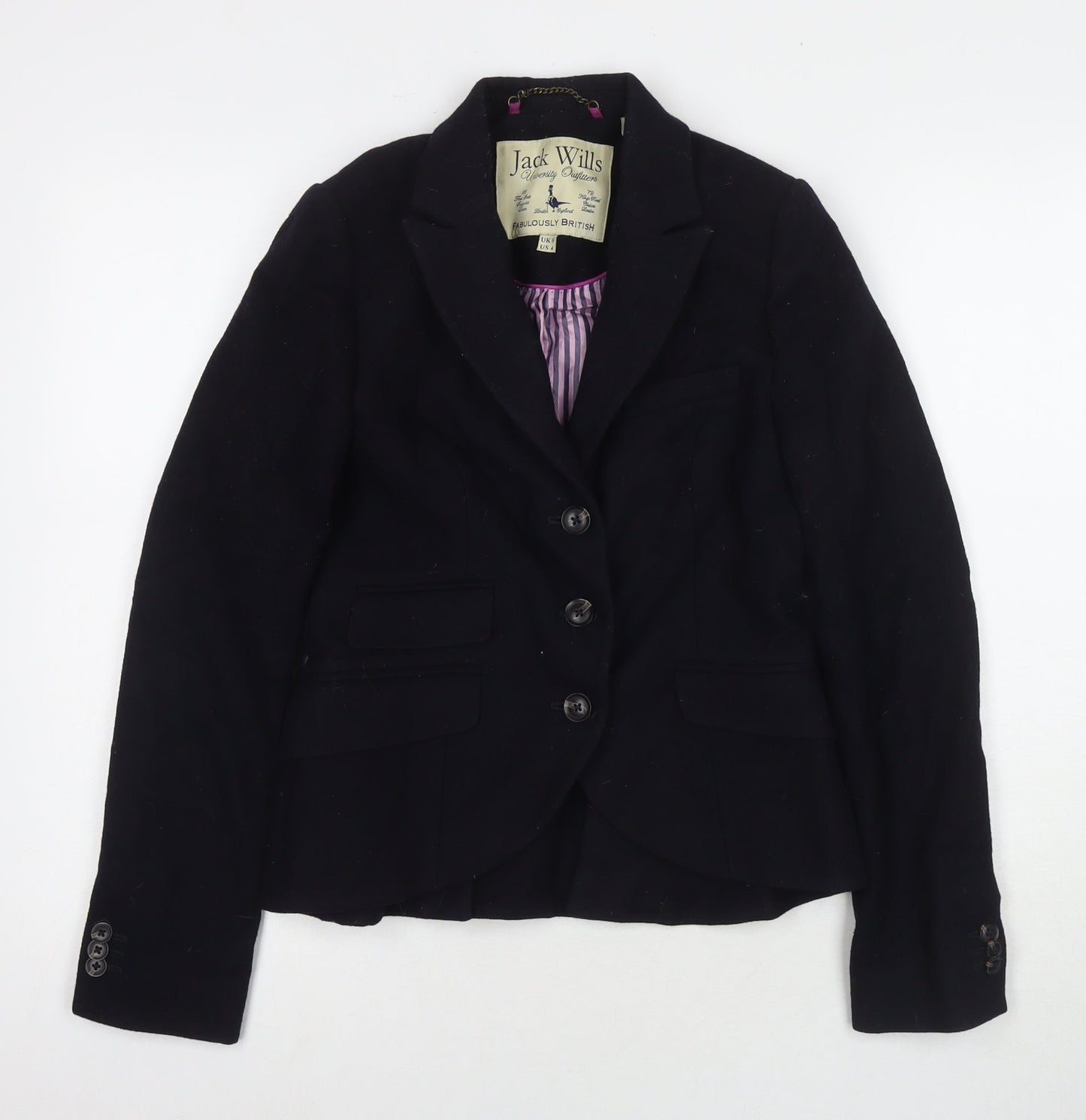 Womens UK Size 8 Jack Wills Black Pea Coat