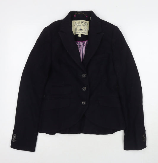 Womens UK Size 8 Jack Wills Black Pea Coat
