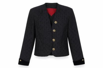 Sandy Womens Black Geometric Jacket Blazer Size 12 - Fake Button Detail