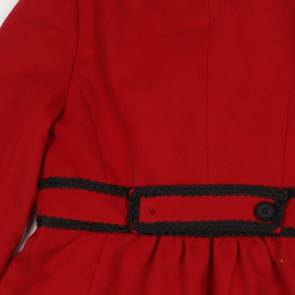 Womens UK Size 12 Miss Selfridge Red Overcoat