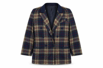 Simply French Womens Multicoloured Check Jacket Size 14 Button