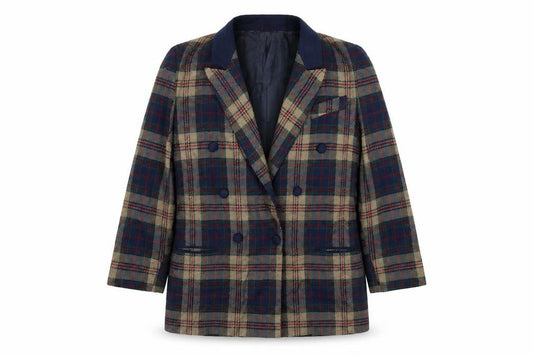 Simply French Womens Multicoloured Check Jacket Size 14 Button
