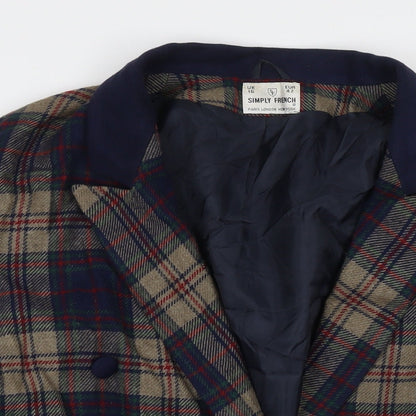 Simply French Womens Multicoloured Check Jacket Size 14 Button