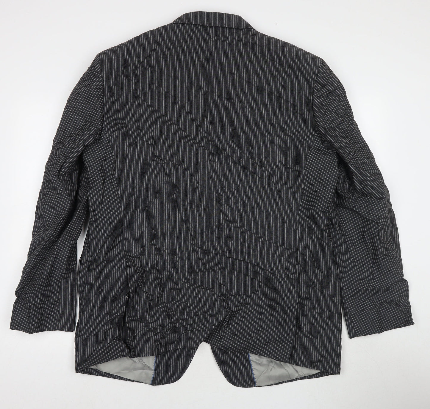 Autograph Mens Grey Striped Wool Jacket Suit Jacket Size 46 Regular