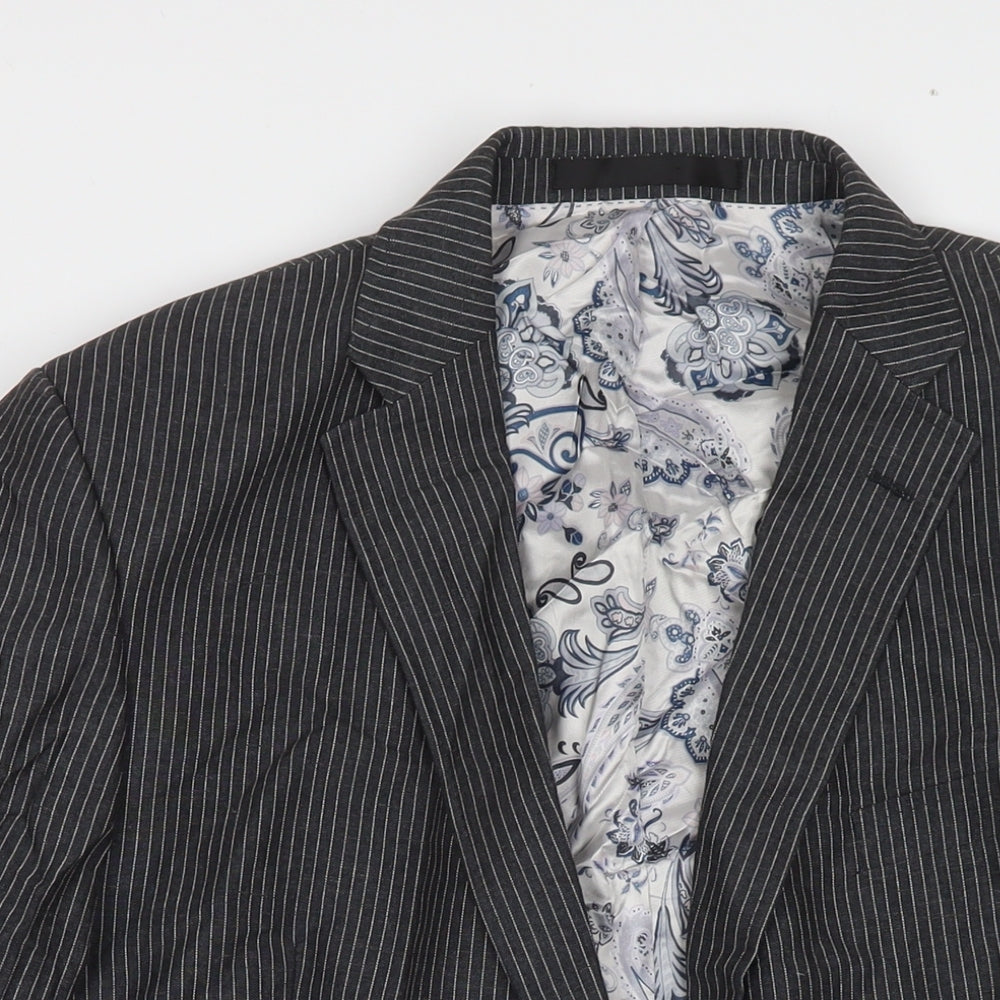Autograph Mens Grey Striped Wool Jacket Suit Jacket Size 46 Regular
