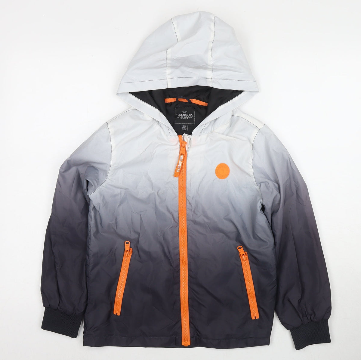 Additional front view of Threadboys boys’ grey colourblock jacket, size 9-10, years zip