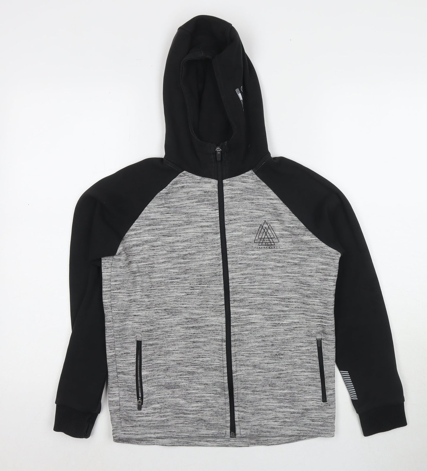 NEXT Boys Grey Colourblock Cotton Full Zip Hoodie Size 11 Years Zip