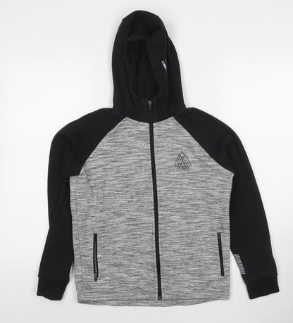 NEXT Boys Grey Colourblock Cotton Full Zip Hoodie Size 11 Years Zip
