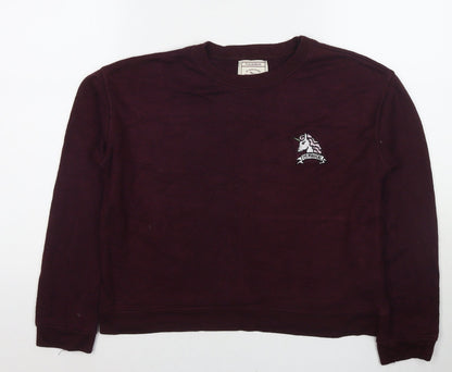 Womens UK Size M Pull&Bear Red Pullover Sweatshirt