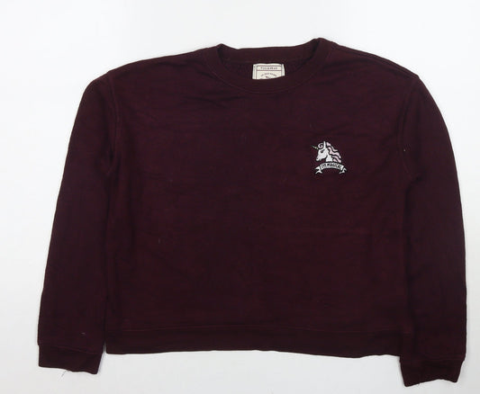 Womens UK Size M Pull&Bear Red Pullover Sweatshirt