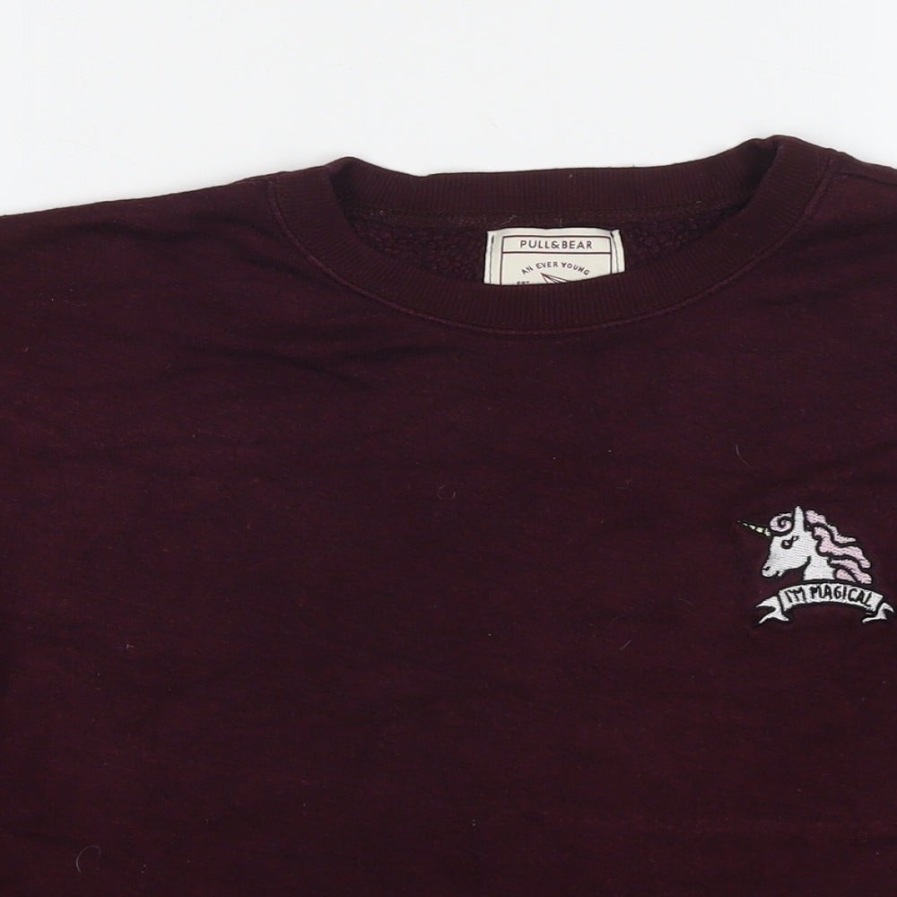 Womens UK Size M Pull&Bear Red Pullover Sweatshirt